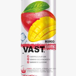 Напиток безалкогольный газированный низкокалорийный с содержанием сока VAST EXOTIC MANGO со вкусом гуава 0,33 л.
Содержание  сока в готовом напитке не менее 8 %!