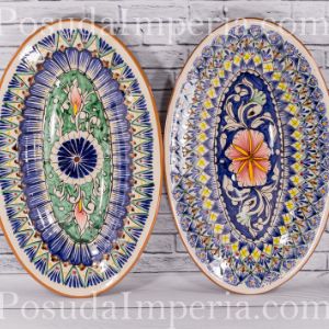 Овальное блюдо из  серии &#34;Риштан&#34;. Узбекская керамика ручной работы.