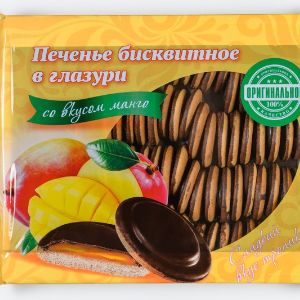 Бисквитное печенье в темной глазури с желейной начинкой Манго,
вес 1,2кг