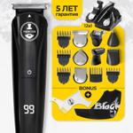 Триммер для бороды и усов Manecode BLACK BARBA 12 в 1 с насадками для носа, ушей, тела и интимной зо Manecode hairclipperblack hairclipperblack