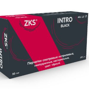 Перчатки ZKS™ нитриловые &#34;Intro black&#34; черные