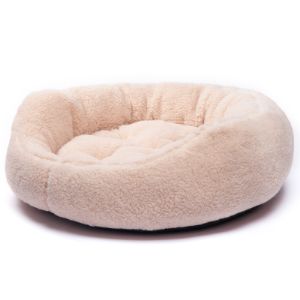 D50, Круглая лежанка кровать для животных из овечьей шерсти &#34; Здоровье&#34; - карамель
