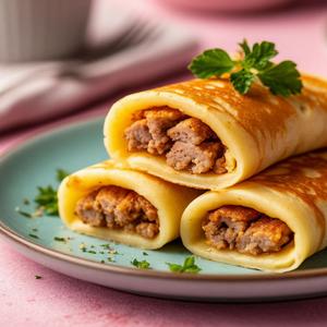 Блинчики &#34;Жюльен куриный с грибами&#34; 280г
Блинчики с ветчиной и сыром 280г.
Блинчики с вишневым джемом 280г.
Блинчик с апельсиновым джемом 280г.
Блинчики с вареным сгущеным молоком 280г.
Блинчики с капустой и яйцом 280г.
Блинчики с мясом 280г.
Блинчики с мясом цыпленка 280г.
Блинчики с творогом 280г.