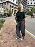 Брюки женские серые укороченные зауженные шаровары, модные брюки, бананы БРСК002С