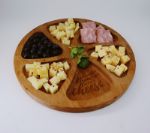 Тарелка менажница деревянная для подачи закусок и сыра бук массив 300мм РХД-мк2