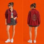 Роскошная хлопковая куртка-рубашка "Crimson Atelier Luxe"