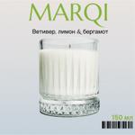 Свеча ароматическая для дома с запахом "Ветивер, лимон, бергамот" из кокосово-соевого воска с хлопко MARQI marqi-st01 marqi-st01-ветивер-лимон-бергамот