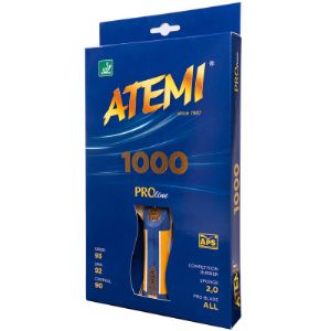 ATEMI PRO 1000
Профессиональная ракетка для настольного тенниса класса ALL (Эстония)
Скорость 93 / Вращение 92 / Контроль 90
Основание: PRO blade, 5 слоев (лимба, лимба, абаши), толщина 5.5 мм
Накладки: Competition rubber IPPON ALL (ITTF), губка 2.0 мм
Ручка: анатомическая (AN) или конусная (CV)

Производство: NTT (Эстония)