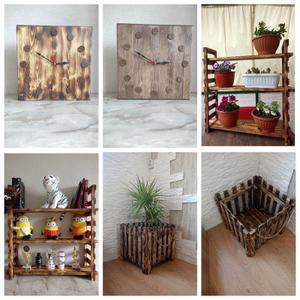 Часы, полки,кашпо.