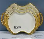 RA-4143 Набор подносов овальные Белые с золотом 3 шт 28х22/31х26/35х30 см RA-4143