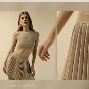 Top/skirt: 70% viscose 30% polyester
2 color: beige and gray