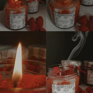 Ароматическая свеча с мраморным узором и ягодами из воска. Соево-кокосовый воск. Отдушка Франция «Ягодное варенье»