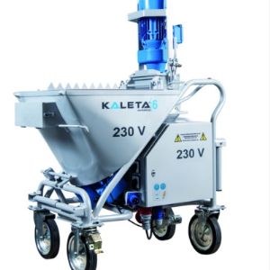 ШТУКАТУРНАЯ СТАНЦИЯ «KALETA-6 220v»
Технические характеристики:
длина	960 мм
ширина	670 мм
высота	1580 мм
объем подачи	960 мм
общий вес	250 кг
емкость корзины	100 кг
*производительность	25 л/мин
макс. давление закачки	30 atm
*расстояние подачи	20 м
двигатель насоса	4 кВт / 220 в
двигатель корзины	1,1 KW/ 220 в
компрессор HS-24	300л/мин
водяной насос	220 V