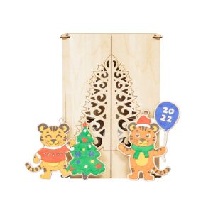 Набор игрушек &#34;Новогодние Тигрята&#34; для раскрашивания в подарочной коробке (Символ года 2022), гуашь 6 цветов в наборе
