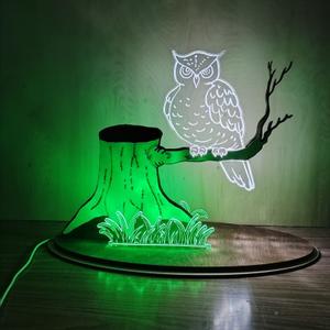 Светильник настольник сова на пне