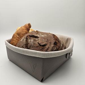 Хлебница из натуральной кожи с льняным вкладышем