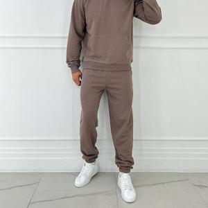 Брючный спортивный костюм с капюшоном  в оттенке какао