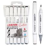 Набор маркеров для скетчинга "deVente" Emotion, 6 шт, двухсторонние, 2,0-6,0мм, пулевидный/скошенный, трехгранный корпус