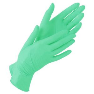зеленые нитриловые перчатки