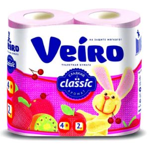Бумага туалетная VEIRO CLASSIC Сладкий аромат, 2-сл, 4шт/уп (12)  5С24р - 33р