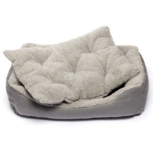60*45, Прямоугольная лежанка кровать для животных из овечьей шерсти- серая
