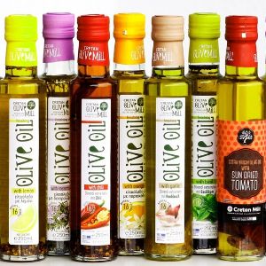 Натуральное греческое оливковое масло Extra Virgin с различными добавками производства Almpantakis S.A. — CRETAN MILL (остров Крит)