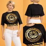 Роскошная укороченная футболка Just Cavalli с золотым тигром — 100% хлопок