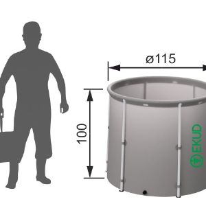 Складная емкость EKUD 1000 л. (высота 100 см.) в пропорции с человеком