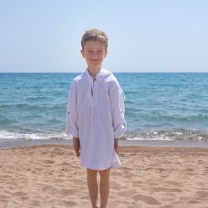 Туника пляжная детская унисекс (98-120см), ткань &#34;Лен муслин&#34; (Турция)