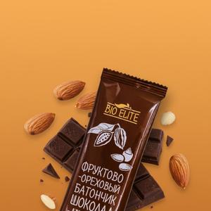 Любимый фруктово-ореховый батончик многих детей BIO Elite Шоколад-Миндаль. Без сахара, без консервантов, только натуральные ингредиенты. Вес 35г.