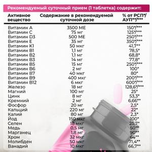 Представляем вам женский витаминно-минеральный комплекс, идеально подходящий для поддержания здоровья и красоты. Данный продукт предназначен для женщин, стремящихся укрепить своё здоровье и восполнить недостаток питательных веществ. Он содержит витамины и минералы, которые способствуют улучшению работы организма, а также поддерживают здоровье кожи и волос.

Этот комплекс включает в себя необходимые элементы, которые помогают поддерживать уровень энергии и укрепляют иммунную систему. Витамины группы B играют важную роль в обмене веществ и способствуют улучшению состояния кожи. Вы почувствуете эффект благодаря идеально подобранным компонентам, которые работают в синергии.

Мультивитамины для женщин – это отличный способ заботиться о своем здоровье в современном ритме жизни. Витамины, содержащиеся в этом продукте, поддерживают здоровье волос, придавая им блеск и упругость. Он подходит для женщин всех возрастов и станет незаменимым помощником в ежедневной заботе о вашем теле.

Выбирая витаминный комплекс, вы делаете шаг к укреплению своего здоровья и активному образу жизни. Этот широкий спектр витаминов поможет не только улучшить общее состояние, но и поддерживать вашу красоту. Заботьтесь о себе с этим отличным витаминно-минеральным комплексом, который прекрасно впишется в ваш ежедневный рацион. Активные компоненты помогут вам чувствовать себя отлично каждый день. Не упустите возможность улучшить своё общее самочувствие и внешность, добавьте этот продукт в свою повседневную рутину.