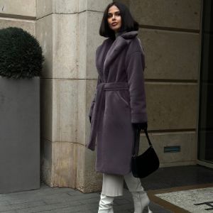 Дымчатый фиолет премиум экомех под мутон