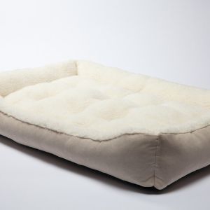 90*60, Прямоугольная лежанка кровать для животных из овечьей шерсти- белая