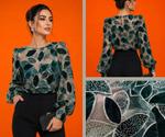 Кутюрная Блуза Emerald с Бархатными Аппликациями и Пайетками