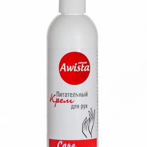 Крем для рук питательный "Awista", 300 мл, применяется после процедуры маникюра или в ежедневном уходе для увлажнения и питания сухой, комбинированной и жирной кожи рук. Крем образуют на поверхности кожи защитную пленку, которая служит своеобразным барьером от негативного воздействия внешних факторов, питает, смягчает, улучшает внешний вид кожи, делая ее нежной и бархатистой
