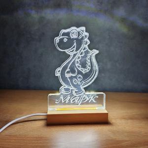 Светильник именной из дерева и акрила
