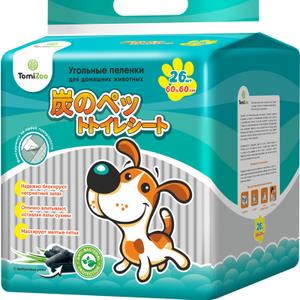 Пеленки угольные для домашних животных &#34;TomiZoo&#34; гигиенич. впитывающие одноразовые, M (60х60 см)