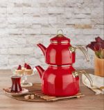Red Color Enamel Teapot Set