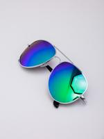 Солнцезащитные очки Рей Бен Авиатор Зеркальные Сине зел Сереб