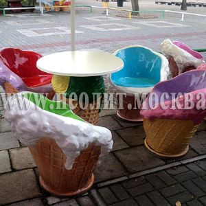 Мебель для кафе Мороженое из стеклопластика для помещений и улицы