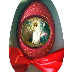 Яйцо пасхальное Спаситель
Золотой орнамент. Покрыта глянцевым лаком. размер 150 х 130 мм.  в упаковке.