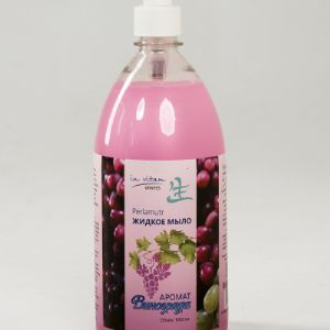 Увлажняющее жидкое мыло с антибактериальным эффектом, двухкомпонентное, перламутровое, емкостью 1 литр, с дозатором многоразового использования: «Виноград».