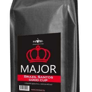 Major Brasil Santos Good Cup 100% арабика
кофе Good Cup - не имеет дефектов среди чашек, с низкой плотностью и кислотностью, а также слегка горьковатым послевкусием. Этот сорт кофе объединил в себе нежнейший оттенок черного шоколада и имеет волшебный аромат. Завершают композицию ореховые нотки послевкусия.