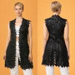 Роскошный жилет из натуральной кожи с дизайном в виде листьев