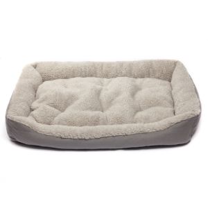 90*60, Прямоугольная лежанка кровать для животных из овечьей шерсти- серая