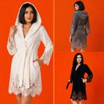 Роскошный женский халат Bella из бамбука и хлопка с капюшоном (с атласной отделкой)