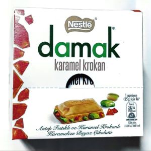 DAMAK / Белый шоколад c фисташкой и карамельной крошкой (6x60g) (Karamel Krokan) / 24уп в коробке