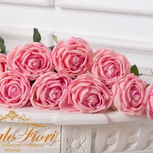 Роза пионовидная, шелк с латексом, Natural touch, влажные на ощупь лепестки