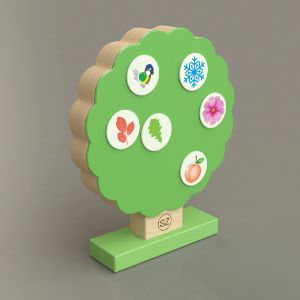 Игра «Магнитное дерево» предназначена для детей от 3 лет. В комплекте магнитное дерево с подствакой и 75 магнитных фишек. Игра помогает в изучении погодных явлений, разных видов цветков, листьев и деревьев,