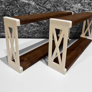 Цвет полки: палисандр
Материал: дерево (хвоя)
Цвет поддержки: белый, черный
Материал: прочный пластик 
Размер:50х24х9,5